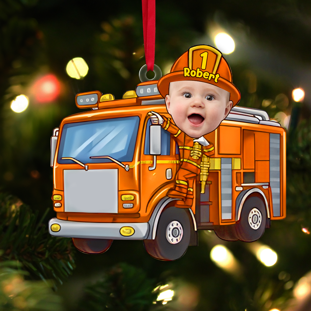 Custom Photo Funny Gifts For Kid Christmas Firefighter Ornament 01xqpu191124-Homacus