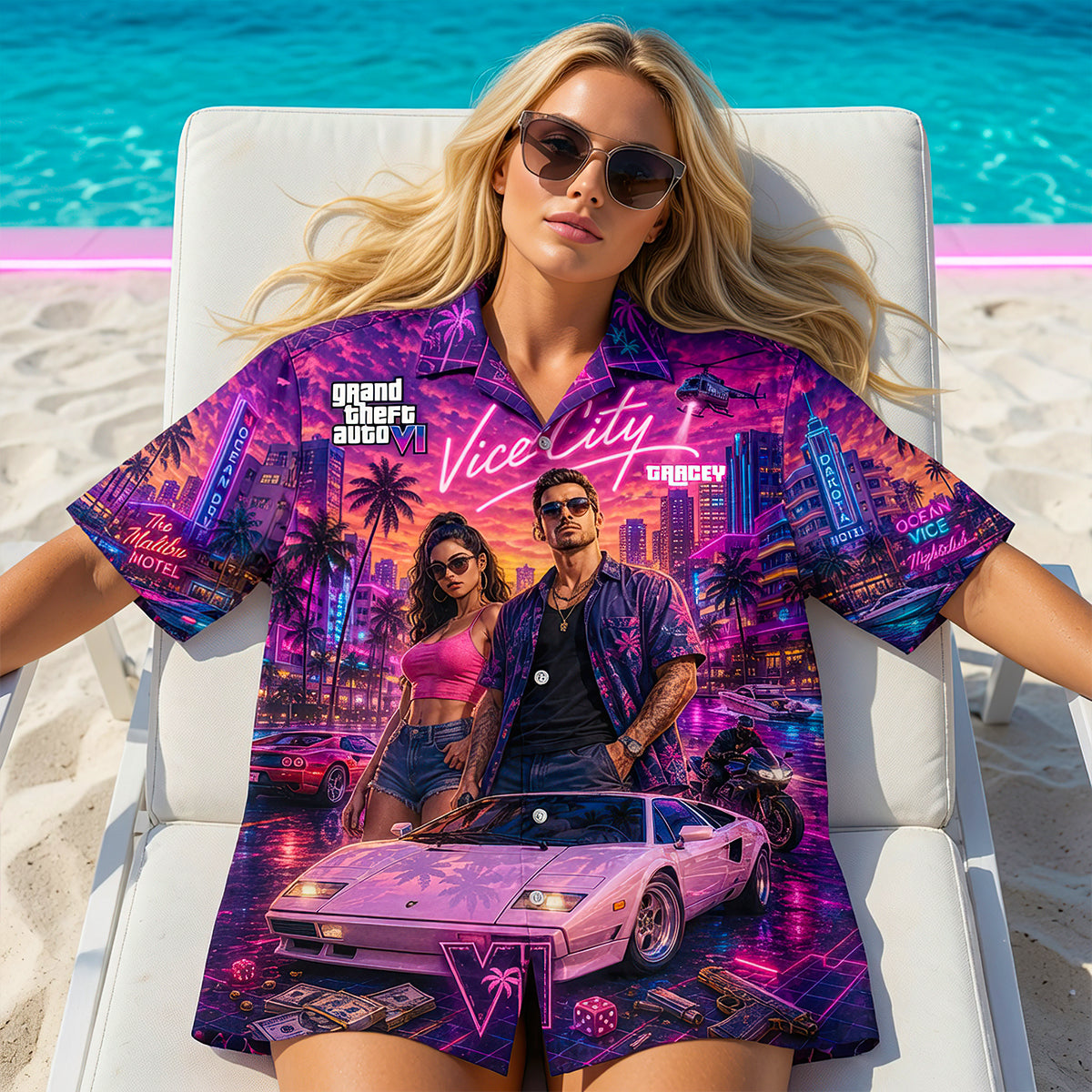 Neon Beach City Hawaiian Shirt - Personalized Gifts 02nadt010726-Homacus