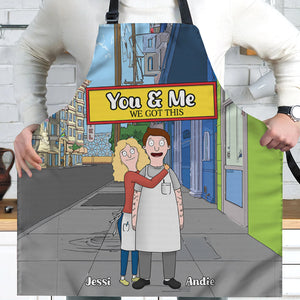 Personalized Gifts For Couple Apron Cartoon Lover 05XQLU251224HG-Homacus