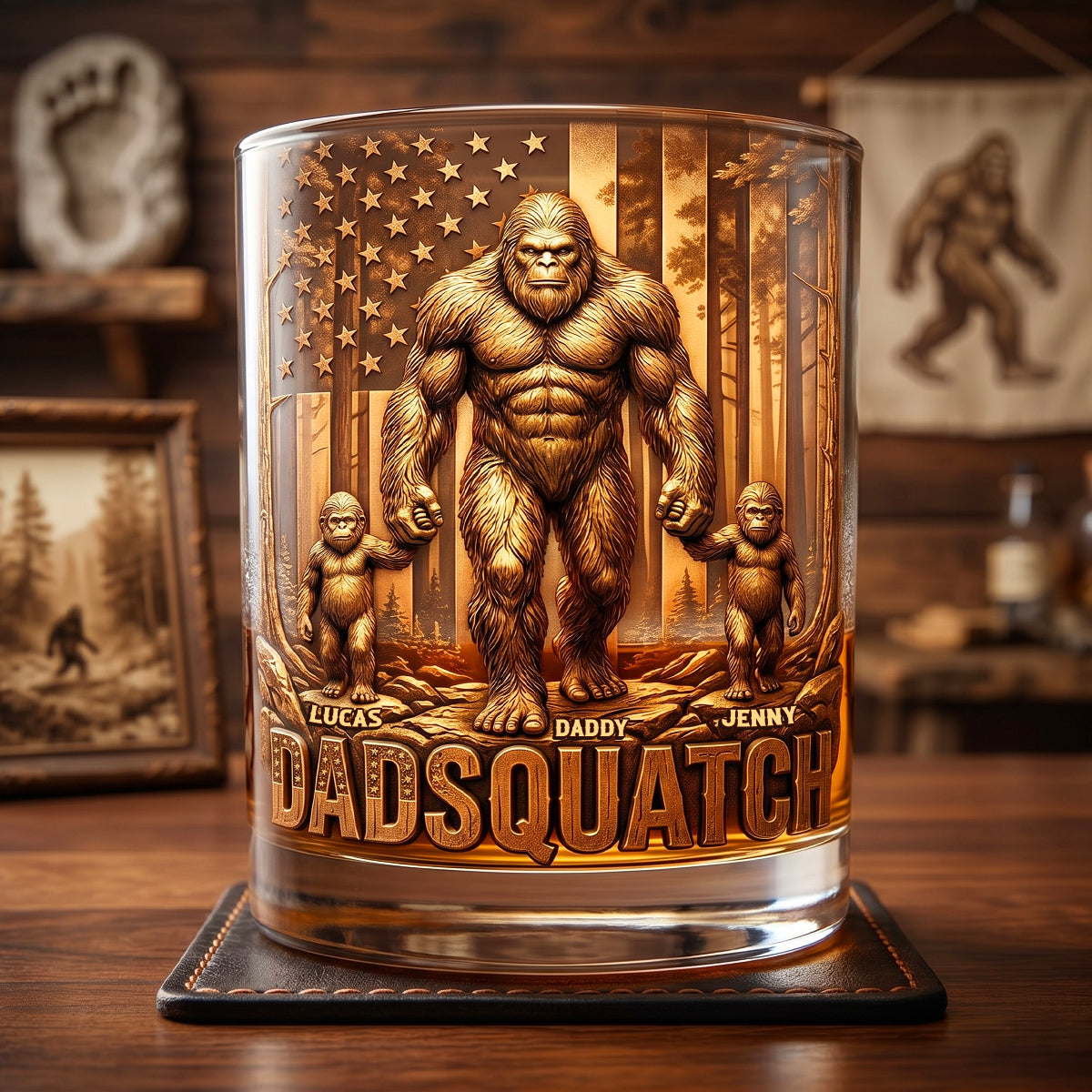 Wild Dad Energy Round Glass - Personalized Gifts For Dads 04NATN010526-Homacus