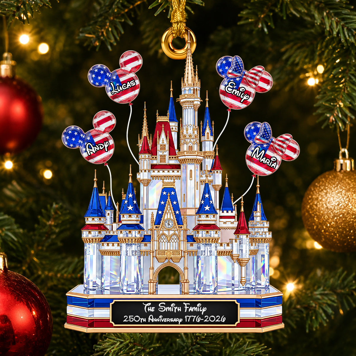 Enchanted Castle Acrylic Ornament - Personalized 250th Anniversary Gift For Family 05OHDH240826