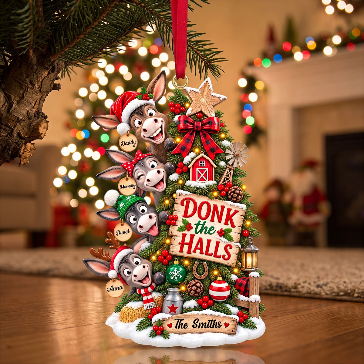 Clumsy Donkey Christmas Tree Ornament, Personalized Gifts For Family 04QHTN040926