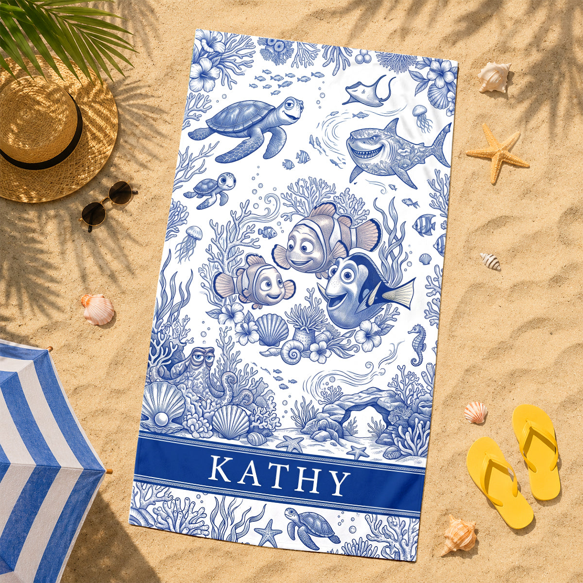 Joyful Ocean Current Toile De Jouy Beach Towel - Personalized Gifts 03qhdh200726-Homacus