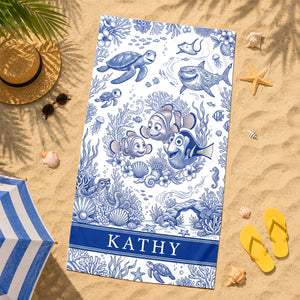 Joyful Ocean Current Toile De Jouy Beach Towel - Personalized Gifts 03qhdh200726-Homacus