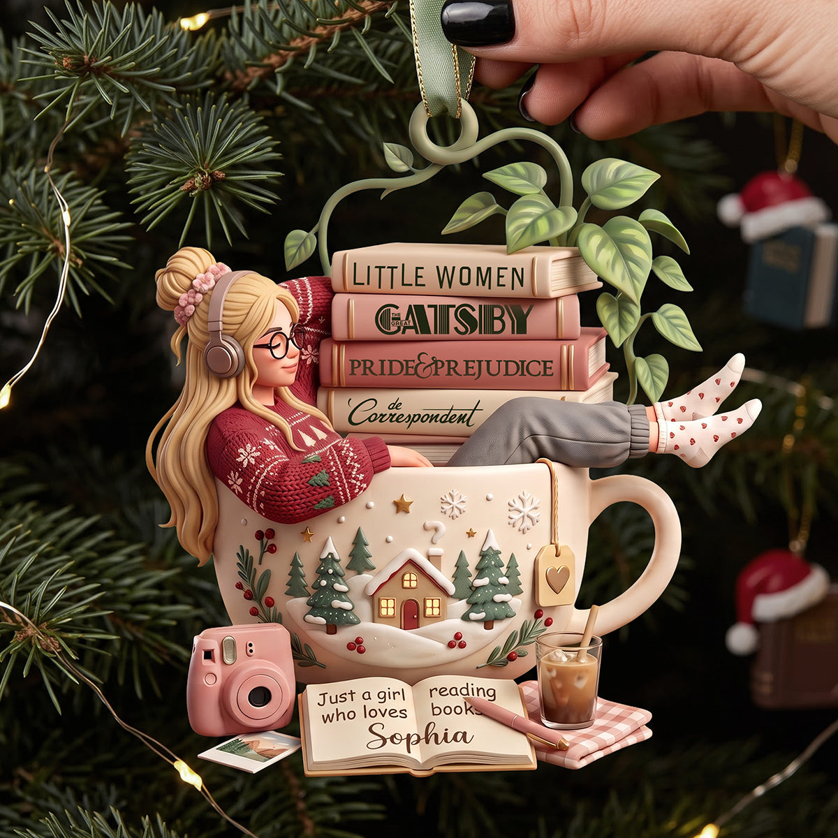 Just A Girl Lost In Books Ornament - Personalized Gifts For Book Lovers 05TTTA180926-Homacus