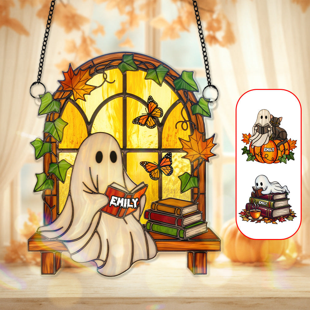 Spooky Ghost Suncatcher Ornament - Personalized Gifts For Book Lovers 04PGMG060825-Homacus