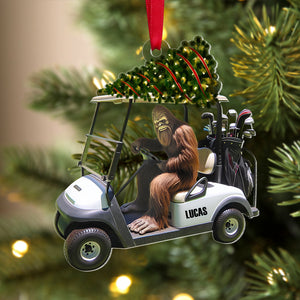 Golf Ornament - Bigfoot Golfer Riding Golf Cart - Personalized Gifts For Golfer-Homacus