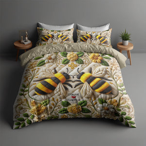 Personalized Gifts For Bee Lovers Quilt Bedding Set Special Line 03kaqn100125 Bee Couple Gifts-Homacus