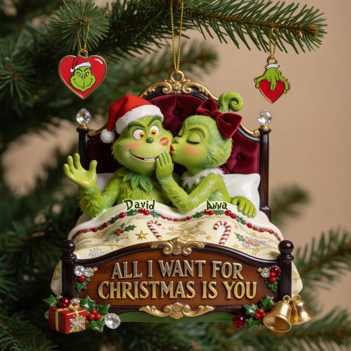 Mischievous Kiss Acrylic Ornament - Personalized Christmas Gifts For Couples 02pglu050826-Homacus