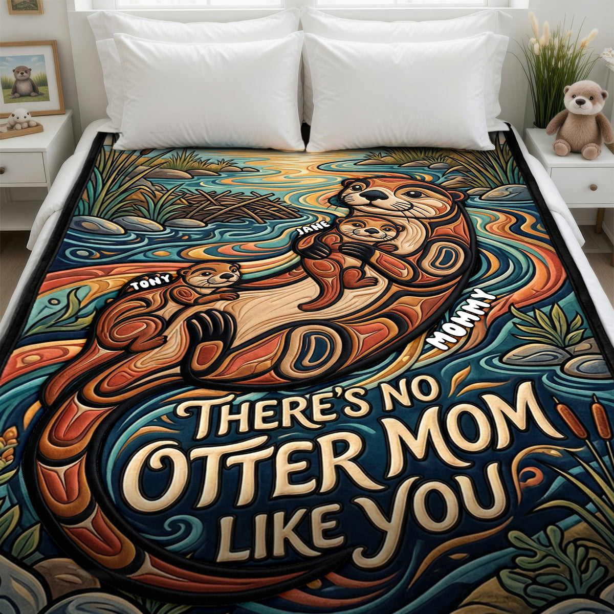 Sweet Otter Mom Blanket - Personalized Gifts For Moms 02PADH110426-Homacus