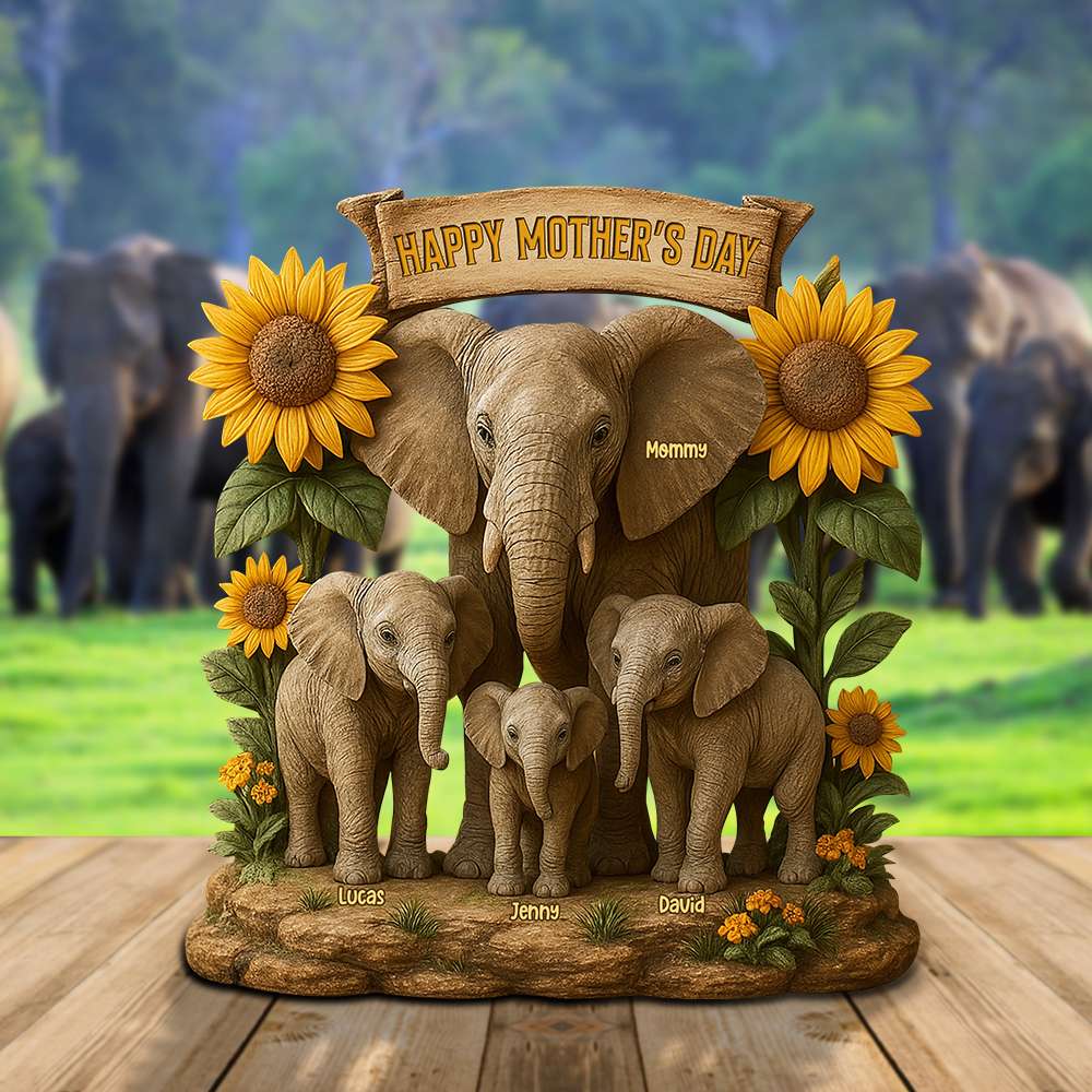 Elephant Mom Plaque - Personalized Christmas Gifts For Mom 01xqtn080425-Homacus