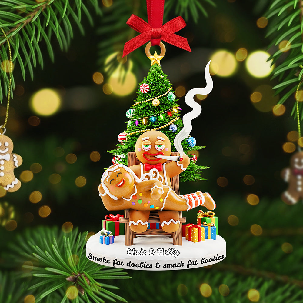 Smoking Gingerbreads Personalized Funny Gifts For Couple Christmas Ornament 04tota170925-Homacus