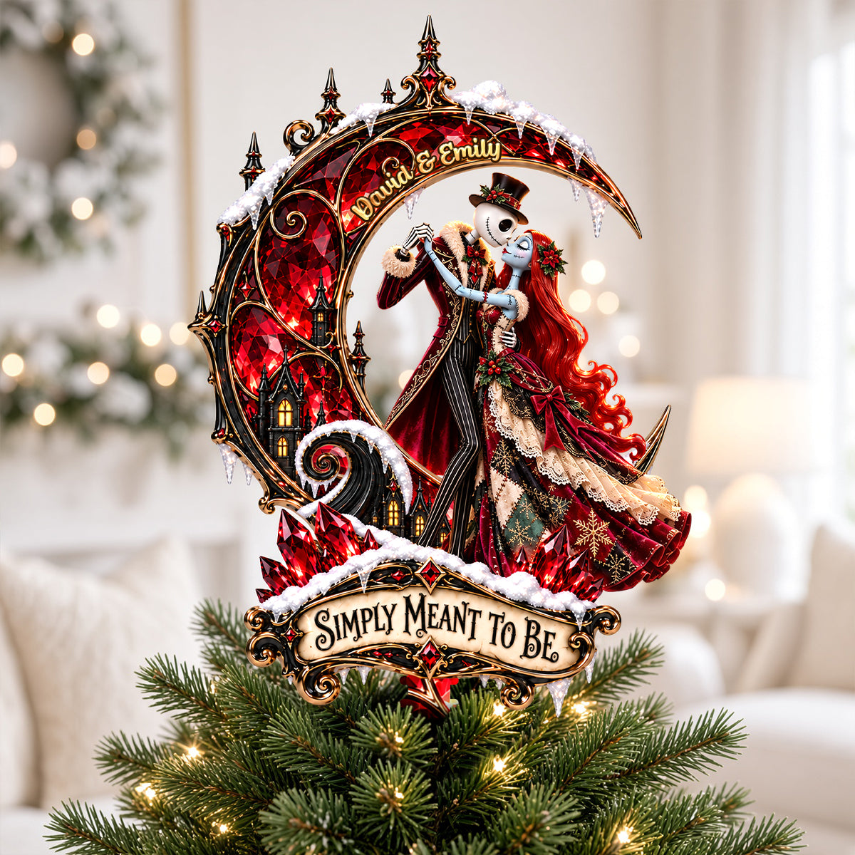 Spooky Couple Acrylic Christmas Tree Topper - Personalized Gifts For Couple 05tydh100926-Homacus