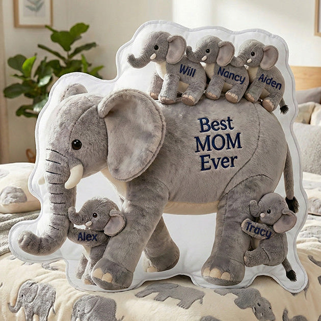 Elephant Family Personalized Gifts For Mom Shaped Pillow 05humg310126-Homacus