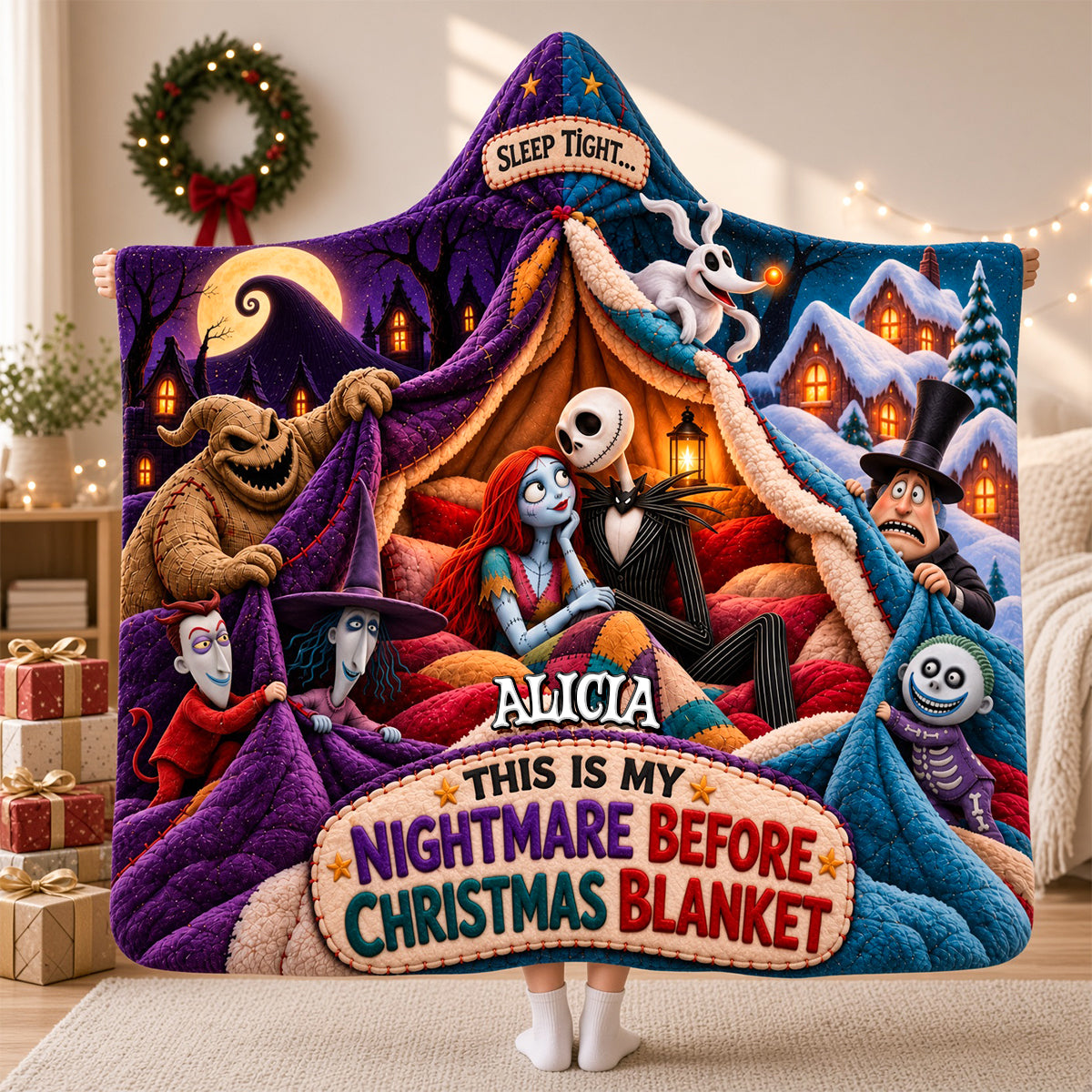 Sleep Tight! Spooky Naughty Night Blanket - Personalized Christmas Gifts 05hadh211026-Homacus
