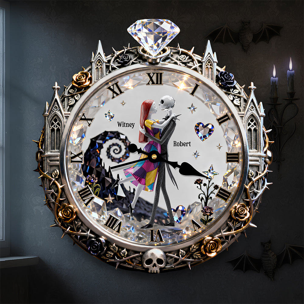 Spooky Couple Wall Clock - Personalized Gifts For Couple 1 Layer Acrylic Hanging Wall Clock 03PADT261225-Homacus