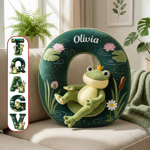 Adorable Frog Initial Pillow - Personalized Gift For Frog Lovers 02PGMG041225-Homacus