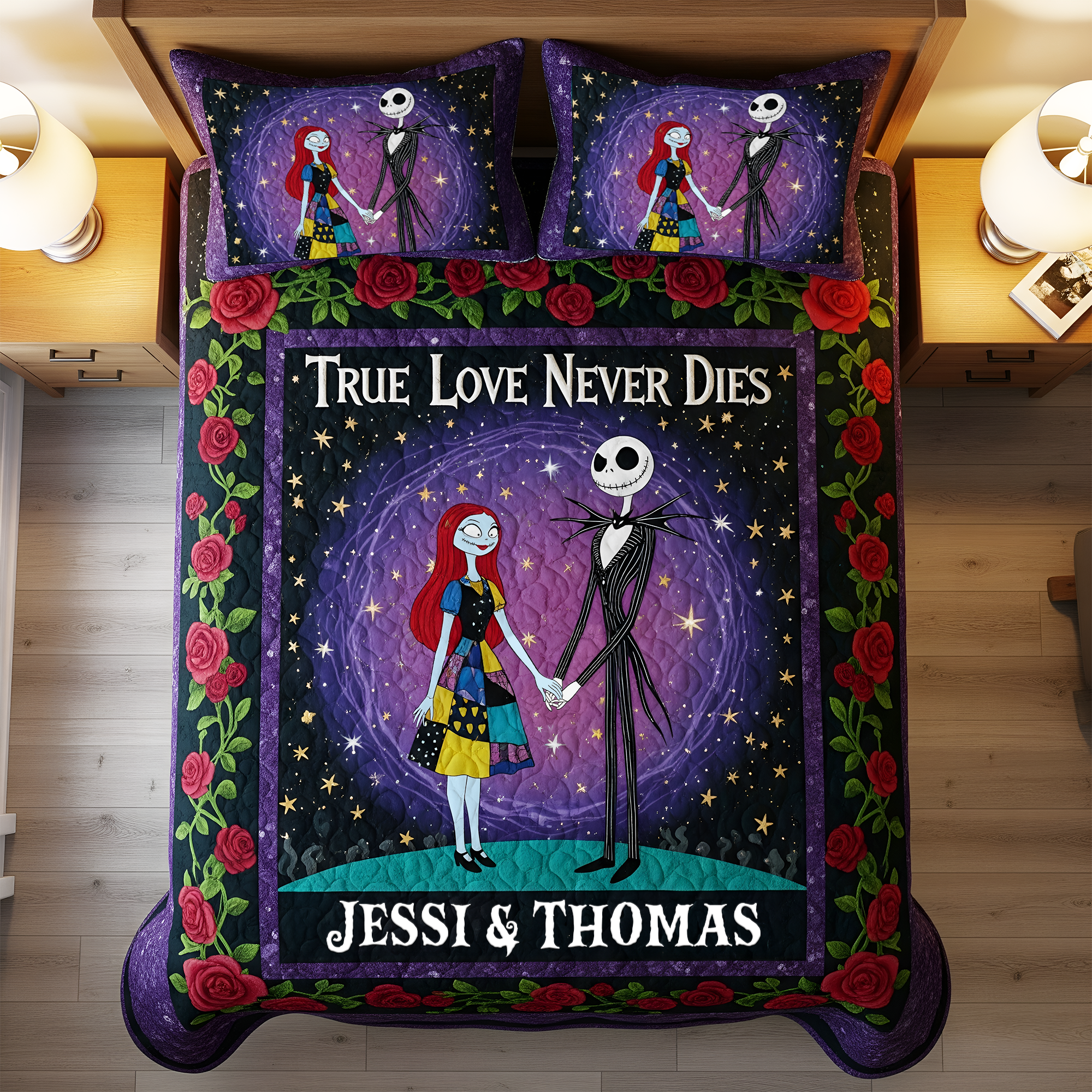 Haunted Couple Quilt Bed Set - Personalized Gifts For Couple 05HULU110825-Homacus