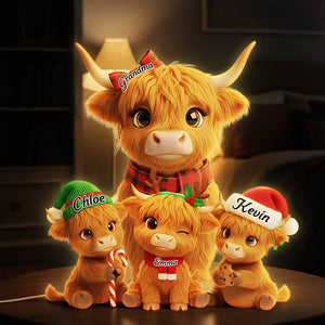 Adorable Highland Cows Acrylic Light Box - Personalized Gifts For Grandma 03NATA071125-Homacus