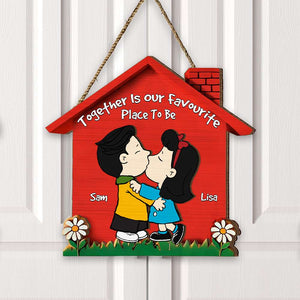 Personalized Gifts For Couple Wood Sign Kissing Couple 02OHMH041224HG-Homacus