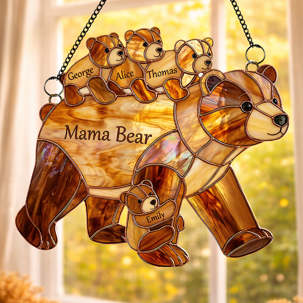Mama Bear Suncatcher - Personalized Gifts For Mother's Day Suncatcher Ornament 03HUDT090426-Homacus