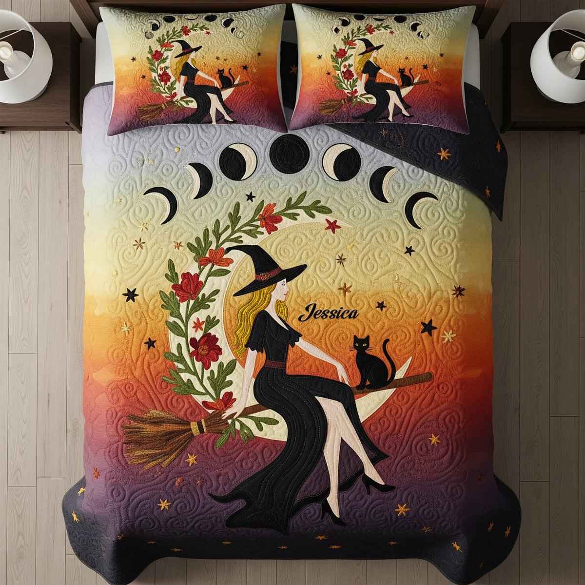 Mabon Witch Autumn Moon Quilt Bed Set - Personalized Gifts For Wiccan 02QHLU290725-Homacus