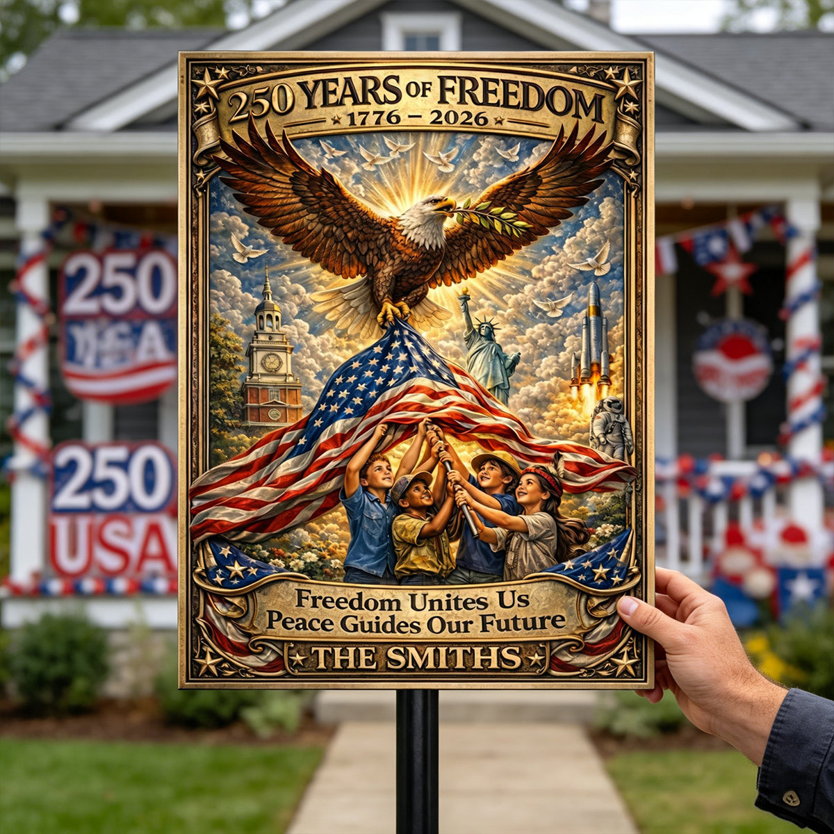 America 250th Anniversary Metal Sign - Personalized Gifts For Patriots 02tytn110326-Homacus