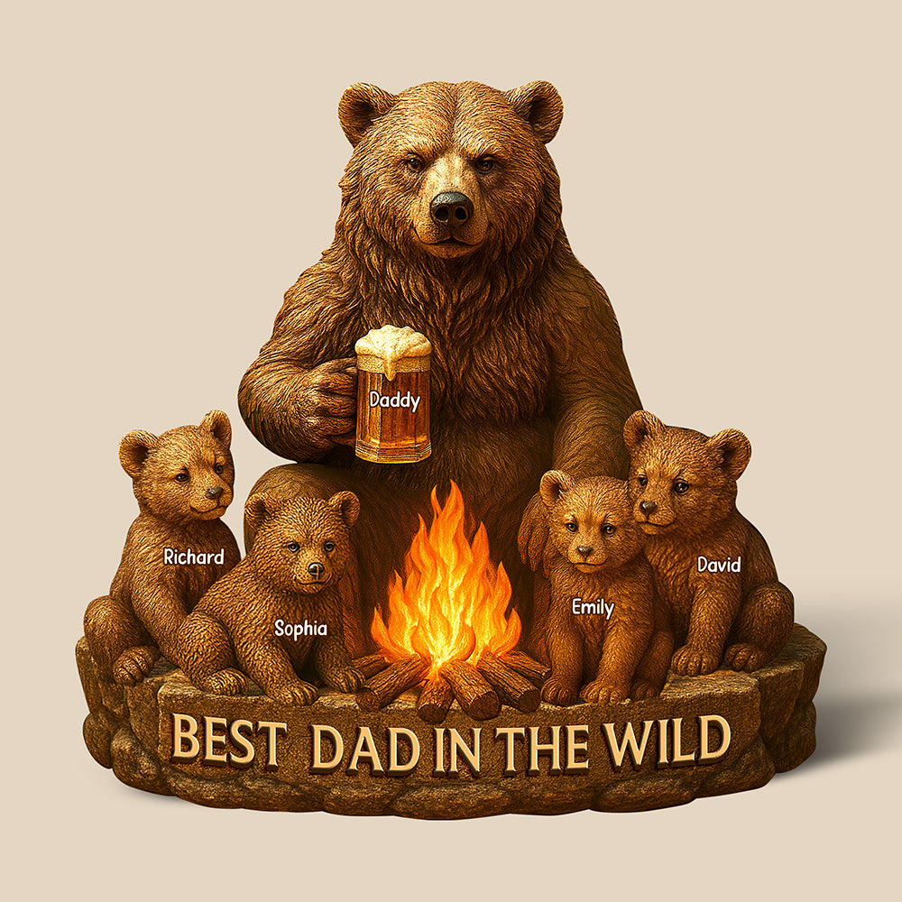 Personalized Gifts For Dad Bear Plaque Best Dad In The Wild 02xqqn140425-Homacus