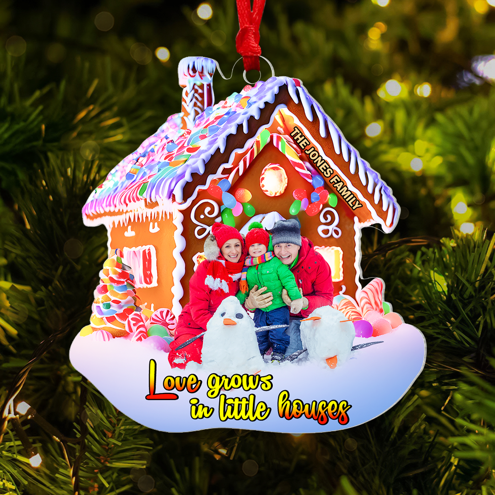 Custom Photo Gifts For Family Ornament, Love Grows In Little Houses 02TGPU240924-Homacus