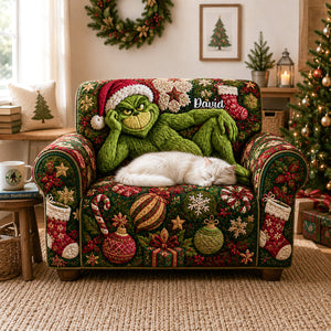 Grouchy Mischief Maker Quilted Sofa Cover - Personalized Christmas Gifts For Family 05nadh290826