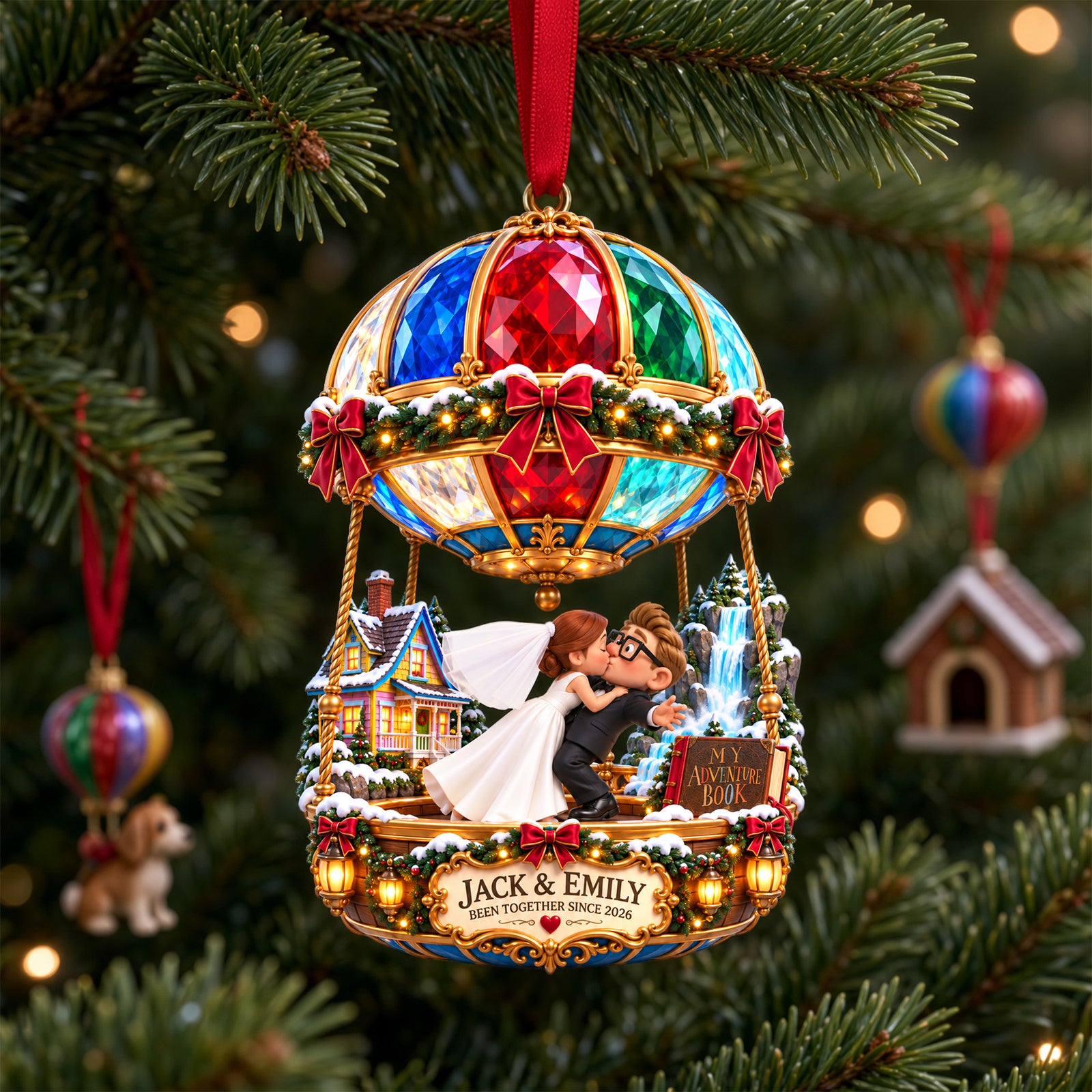 Hot Air Balloon Couple Ornament - Personalized Gifts For Couple Christmas Ornament 02HALU240926-Homacus