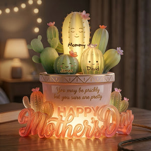 Cactus Mom And Kids Light Box - Personalized Gifts For Mother's Day Acrylic Light Box 05PALU130426-Homacus
