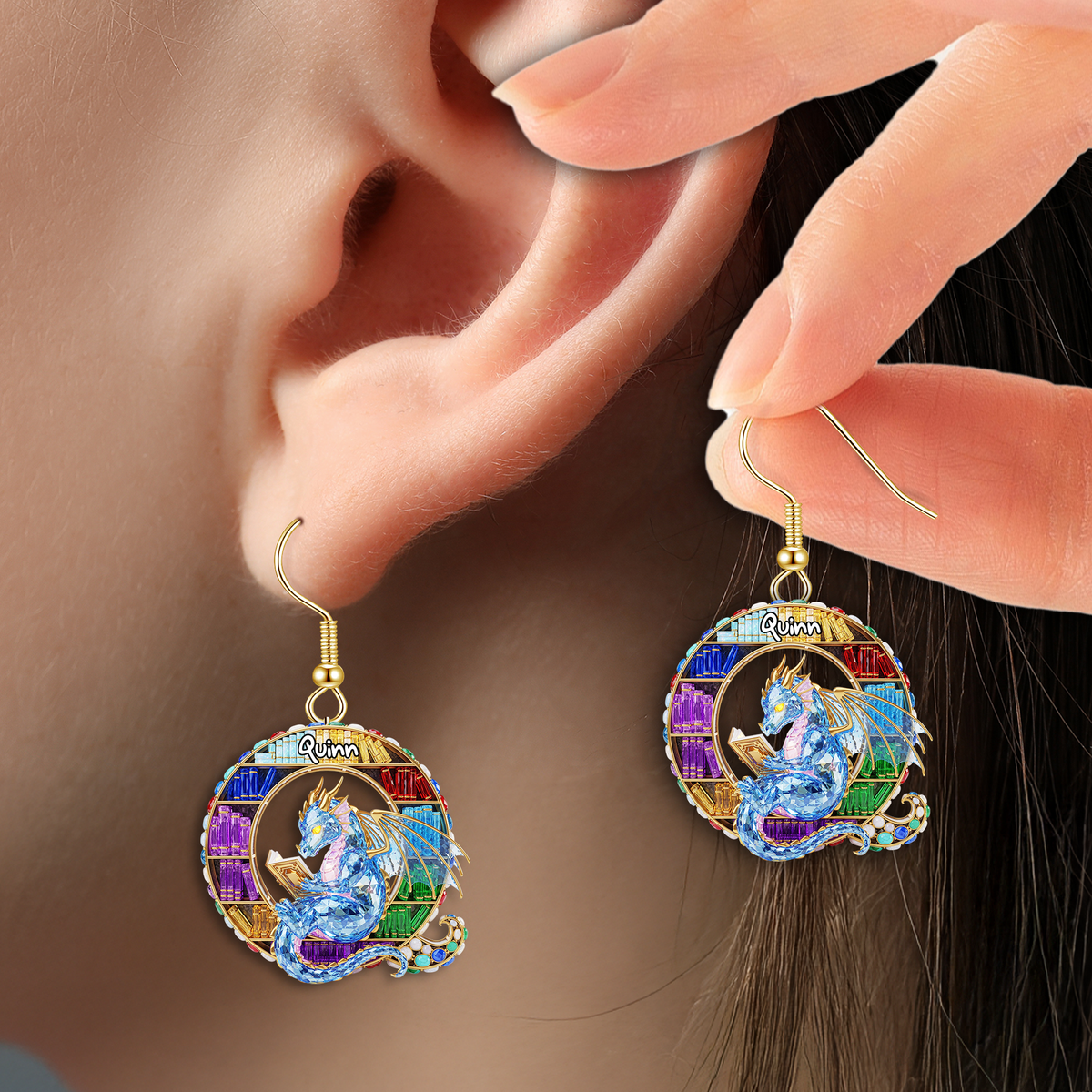 Magical Book Earrings With Initial - Personalized Gift For Book Lovers 07NALU210625-Homacus