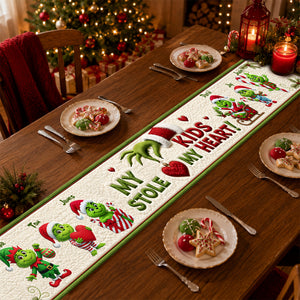 Little Green Mischief Table Runner - Personalized Christmas Gifts For Grandma 02nalu190826-Homacus