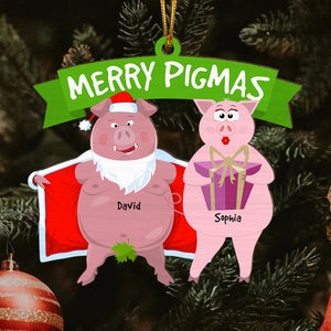 Personalized Gifts For Couple Wood Ornament 02ohqn021024 Funny Pig Couple-Homacus