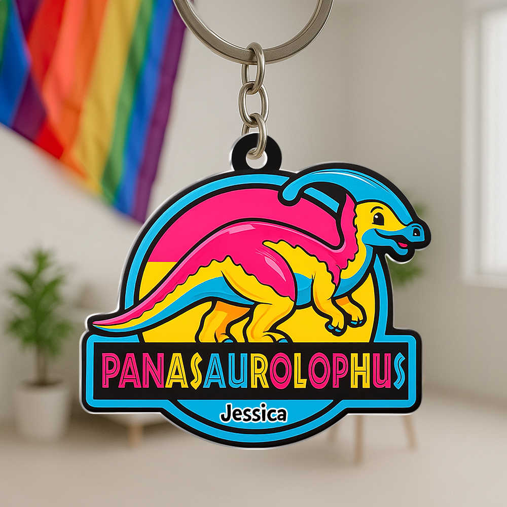 Colorful Dinosaur Keychain – Personalized Gifts for LGBTQ+ Pride 03hupu050625-Homacus