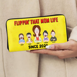 Personalized Gifts For Mom Leather Wallet 02totn120325hg Flippin' That Mom Life-Homacus