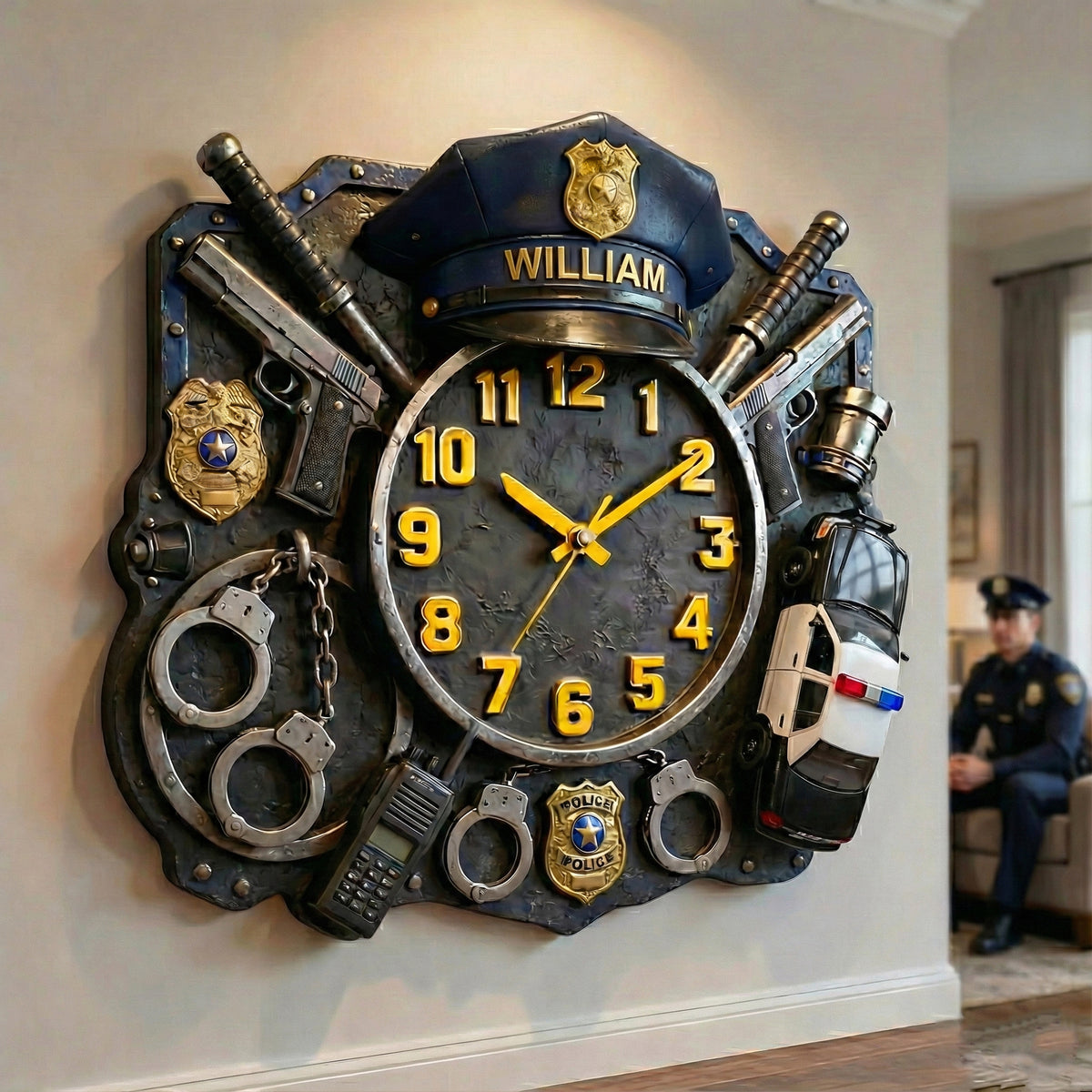 Police Hanging Wall Clock - Personalized Gifts For Police Officer 03tglu291225-Homacus