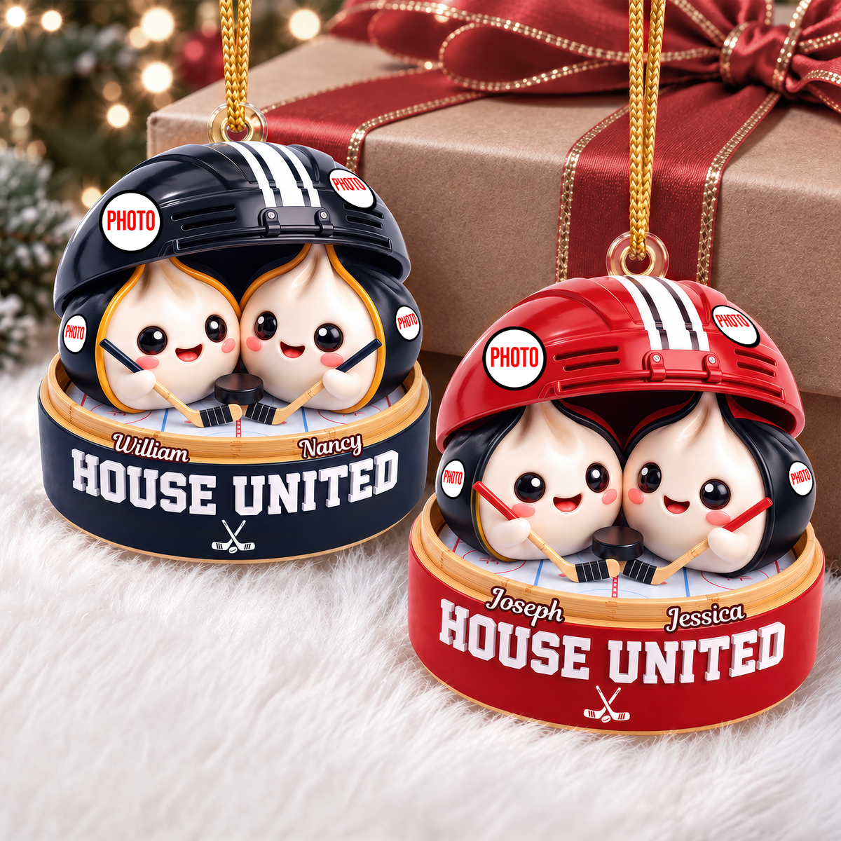 House Divided Dumpling Couple Ornament - Personalized Gifts For Sport Lover Christmas Ornament 05HUQN131026-Homacus