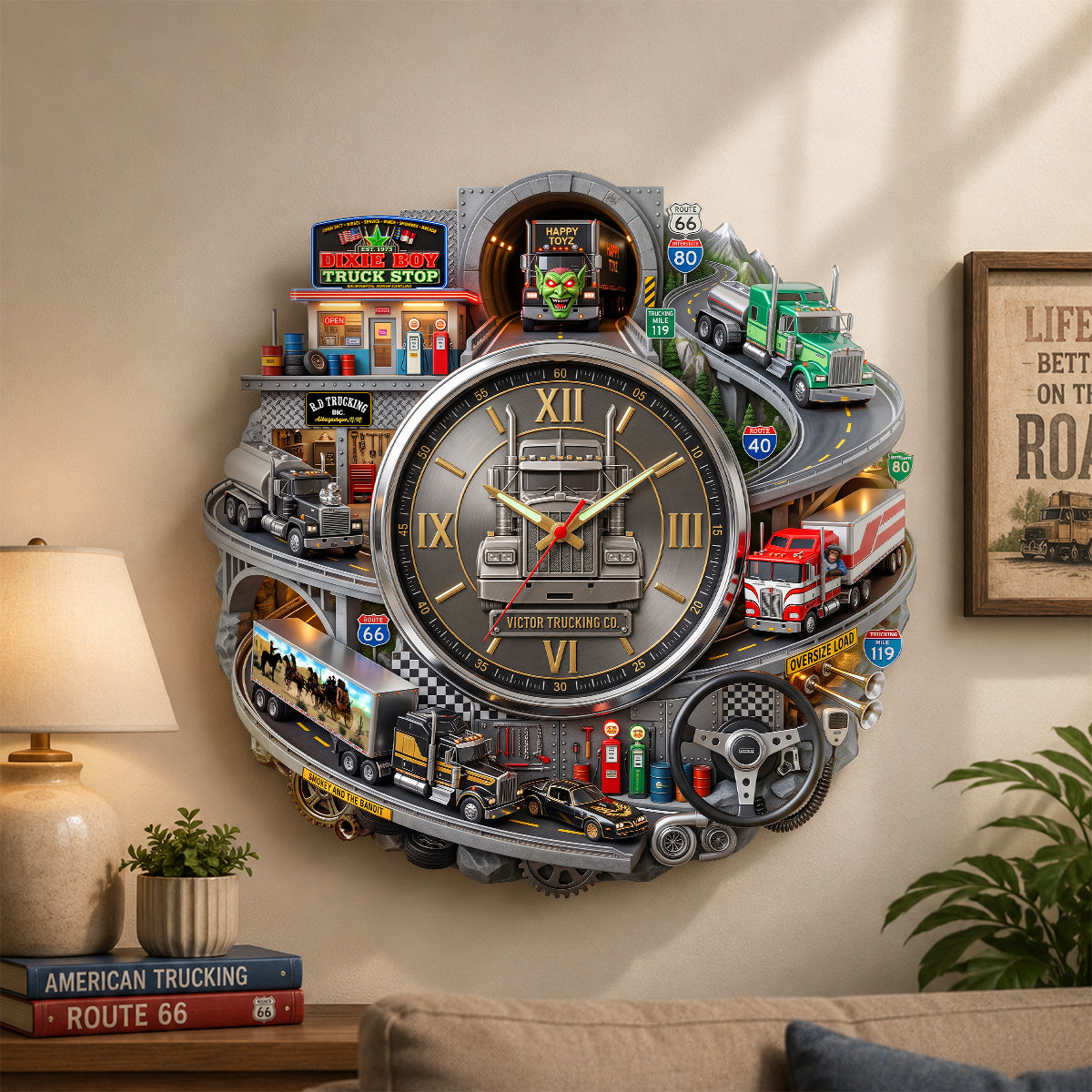 Legends Trucking Wall Hanging Clock - Personalized Gifts For Truckers 01QHDH270726-Homacus
