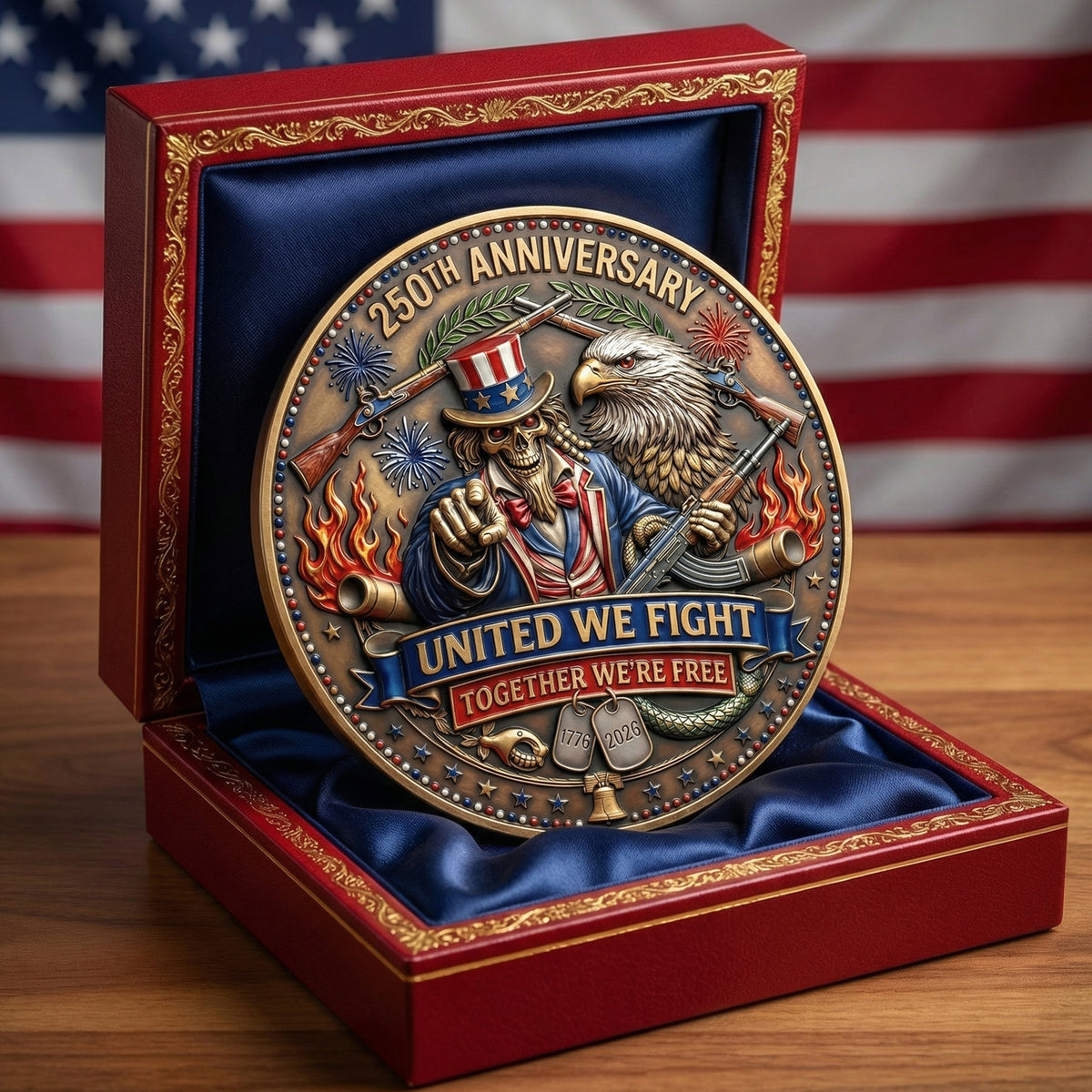 Celebrated America 250th Anniversary Printed Metal Coin - Personalized Gifts 03tyqn240326-Homacus