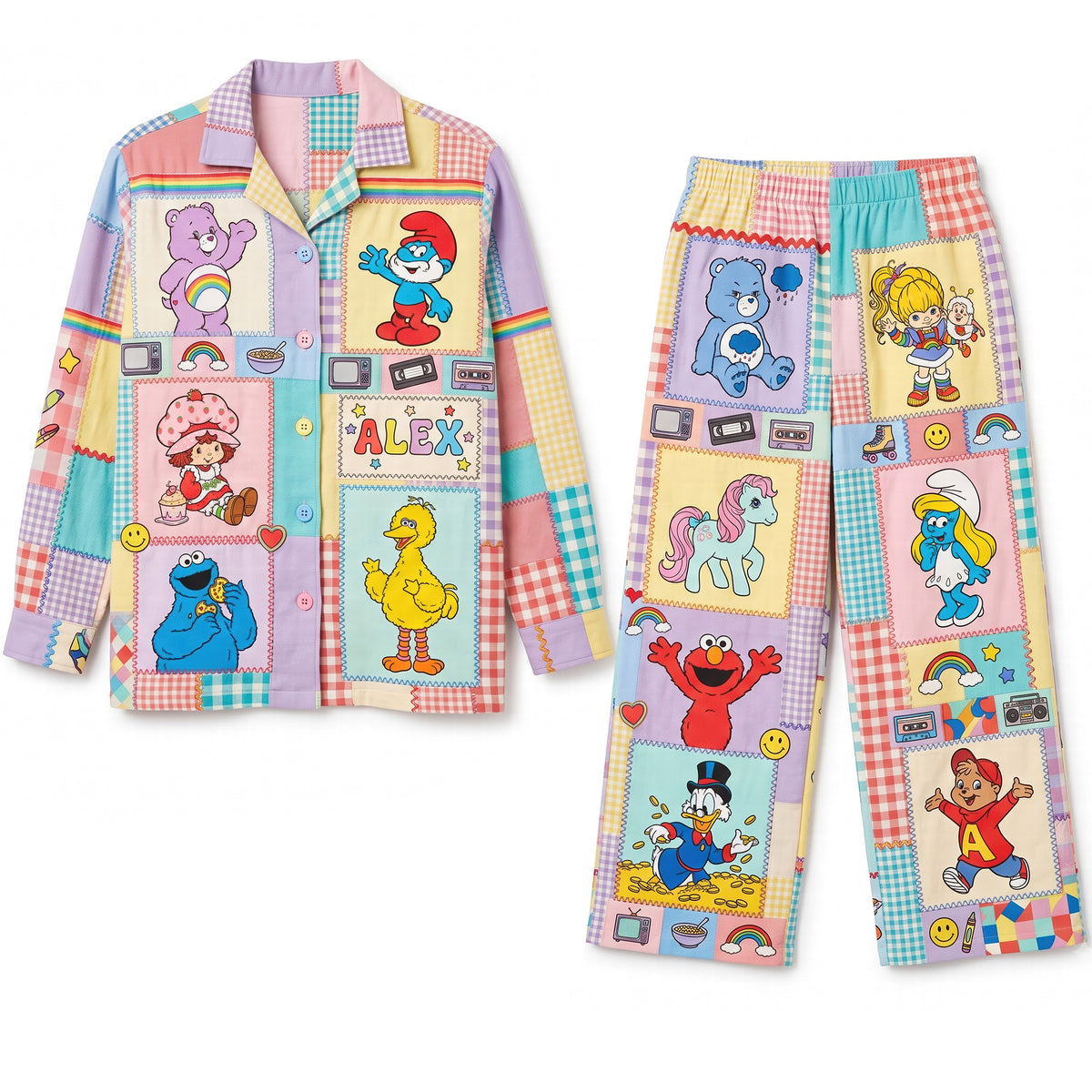 Lovely Nostalgic Cartoon Characters Pajama Set - Personalized Gifts 06naqn260826