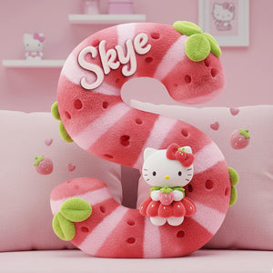 Personalized Kawaii Cat Initials Letter Shaped Pillow 03PATA021225-Homacus