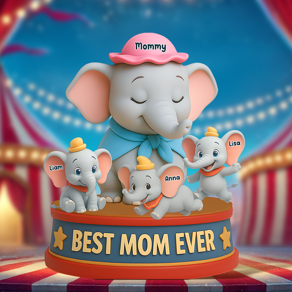 Personalized Gifts For Elephant Mom Acrylic Plaque, Happy Mom 01NAPU140425-Homacus