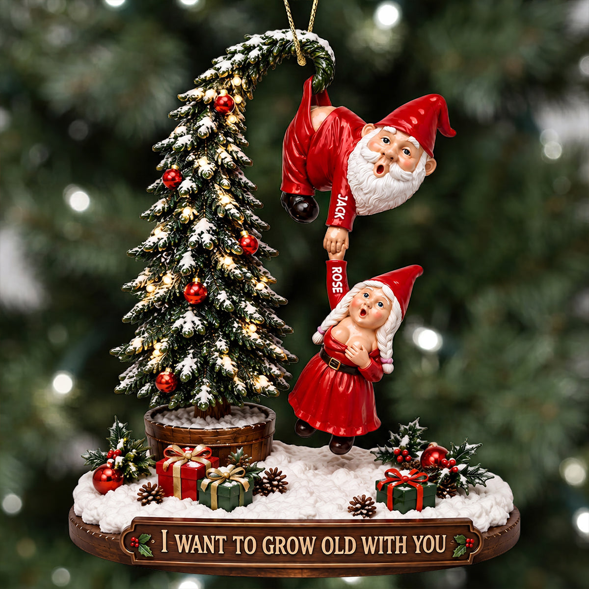 Funny Old Santa Couple Ornament - Personalized Gifts For Couple Christmas Ornament 01OHDT260826