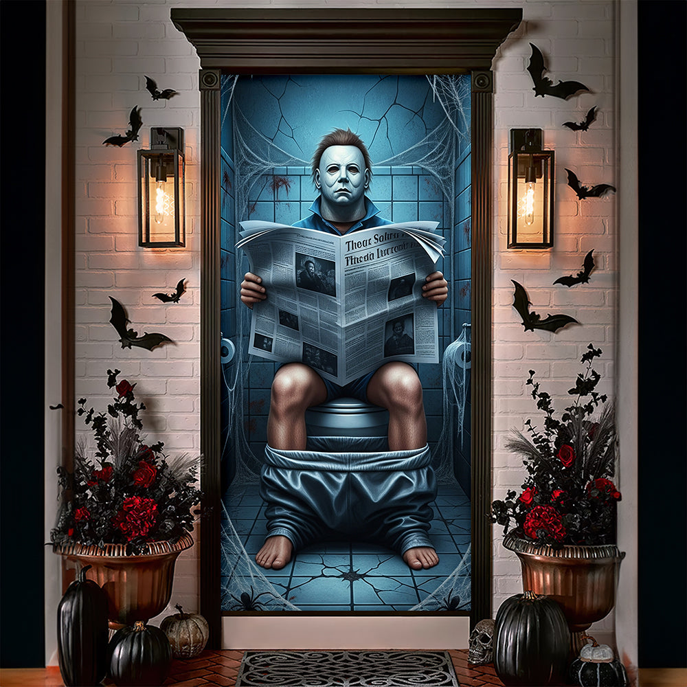 Creepy Toilet Scene Door Cover - Personalized Halloween Gifts For Horror Movie Fans 05hyqn190825-Homacus