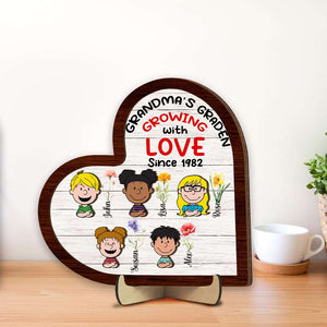 Personalized Gifts For Grandma, Mom Wood Sign 2 Layer Cartoon Kids 01XQMH180125HH-Homacus