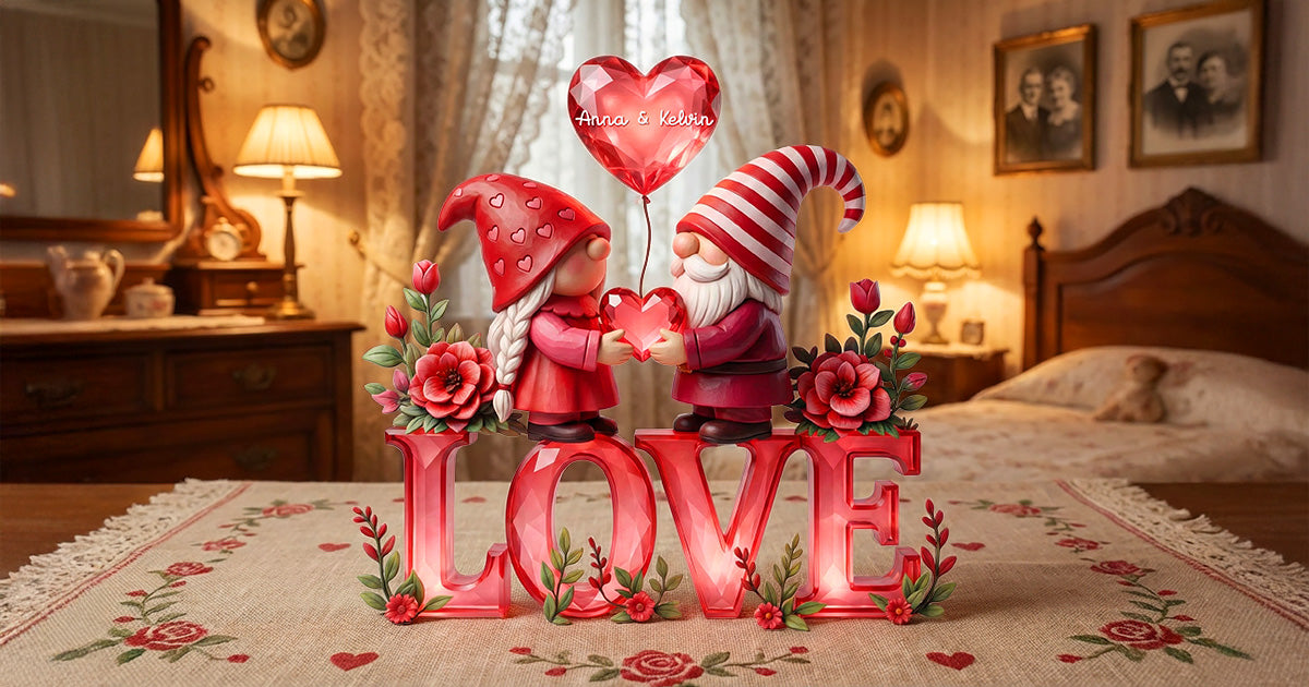 Sweet Gnome Couple Plaque - Personalized Gift For Couples 04PAMG280126-Homacus