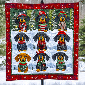 Dachshund Dog Christmas Quilt Bed Set Gifts For Dog Lovers 05HUDT041124-Homacus