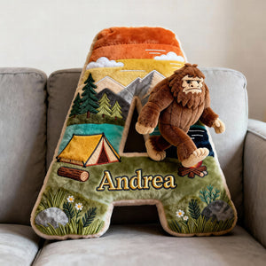 Sasquatch Camping Alphabet Initial Letter Pillow, Personalized Gifts For Camping Lovers & Bigfoot Seekers 02qhqn111225-Homacus